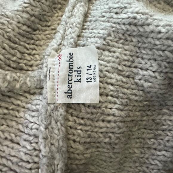 Abercrombie Kids Hooded Open Front Knit Cardigan Sweater Gray Stripe 13/14 - Picture 9 of 10